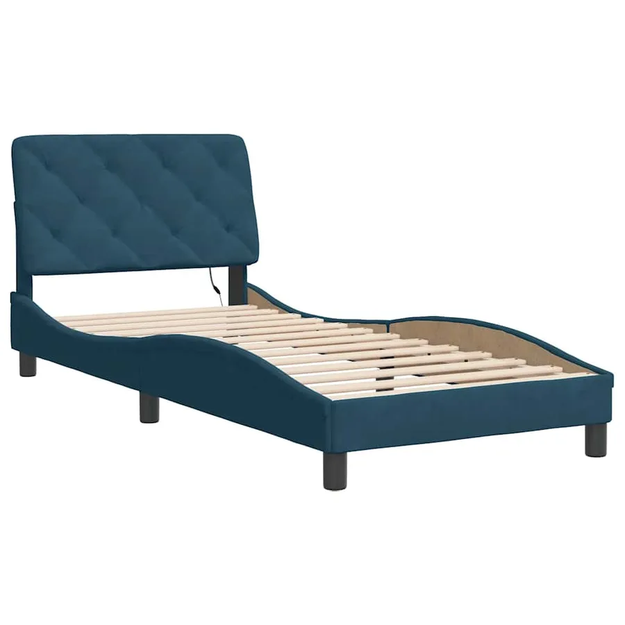 Cadre de lit avec LED sans matelas bleu 90x200 cm velours - 3