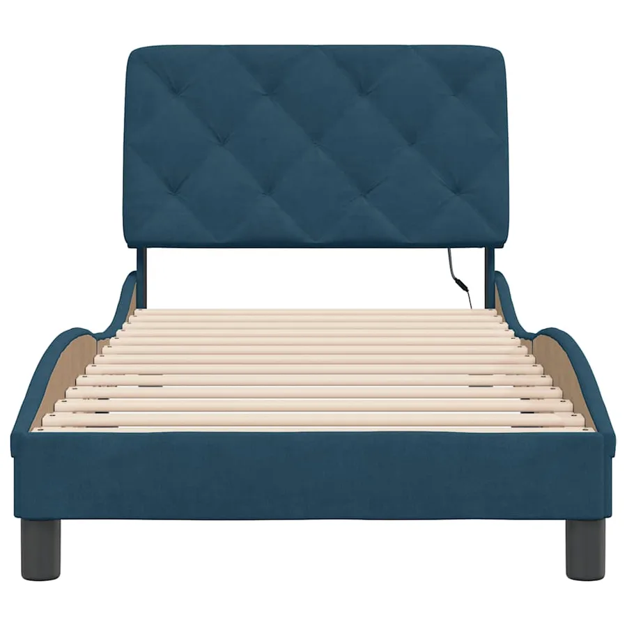 Cadre de lit avec LED sans matelas bleu 90x200 cm velours - 6