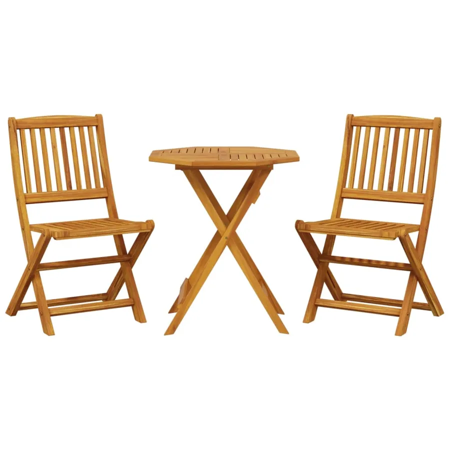 Ensemble de bistro pliable 3 pcs bois d'acacia solide - 2