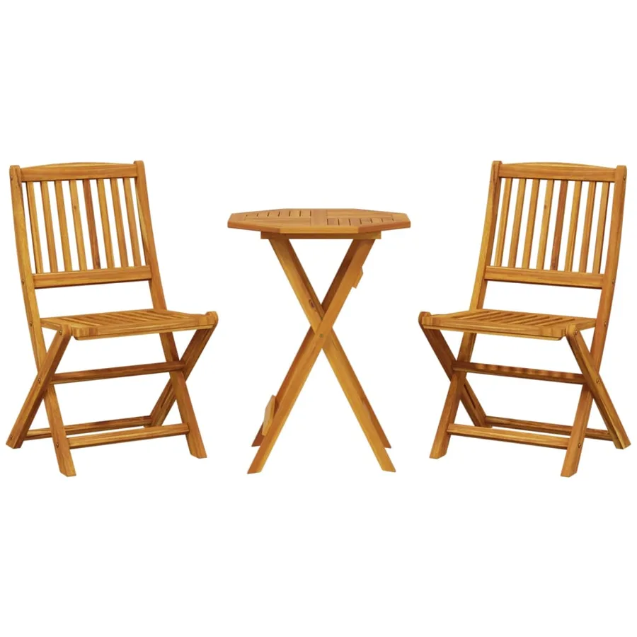 Ensemble de bistro pliable 3 pcs bois d'acacia solide - 2
