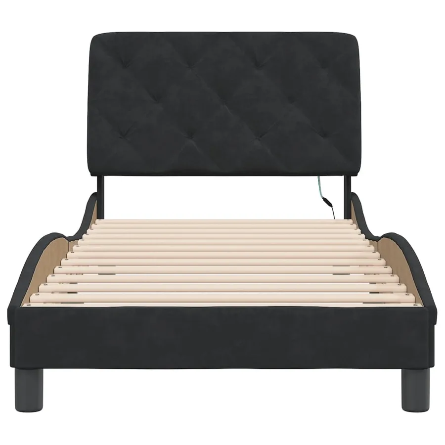 Cadre de lit avec LED sans matelas noir 80x200 cm velours - 6