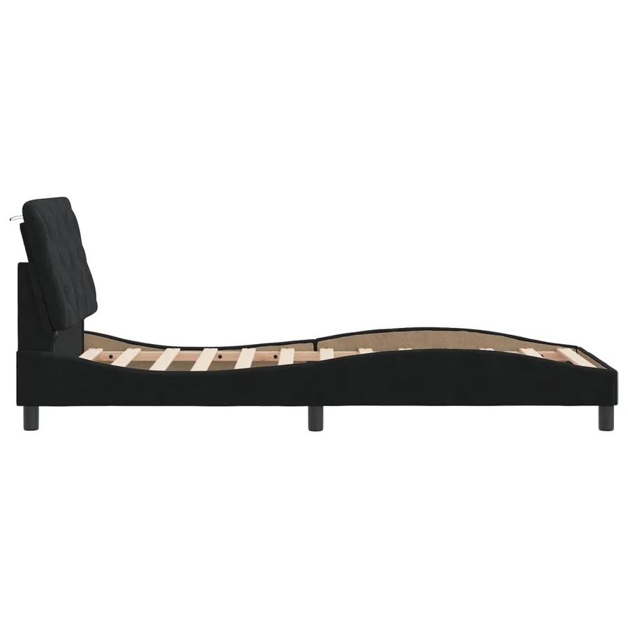 Cadre de lit avec LED sans matelas noir 80x200 cm velours - 7