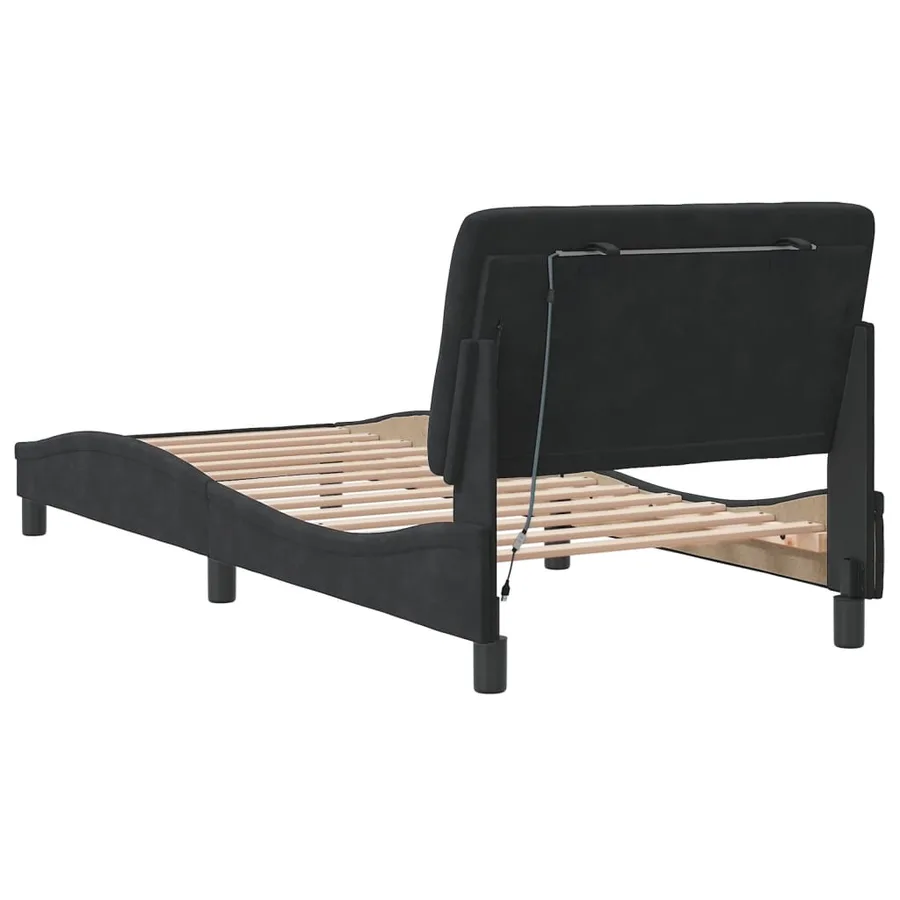 Cadre de lit avec LED sans matelas noir 80x200 cm velours - 8
