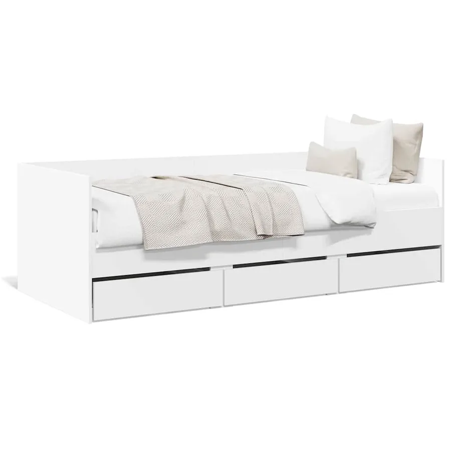 Lit de jour avec tiroirs sans matelas blanc 90x200 cm - 2