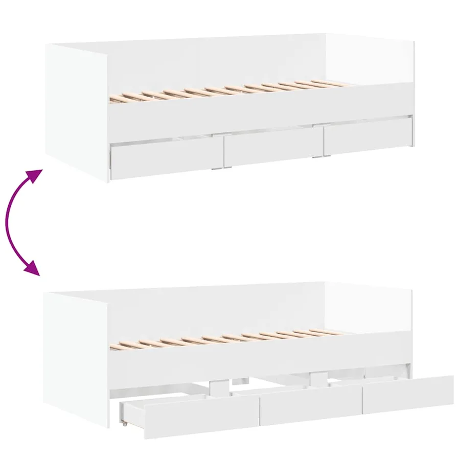 Lit de jour avec tiroirs sans matelas blanc 90x200 cm - 8