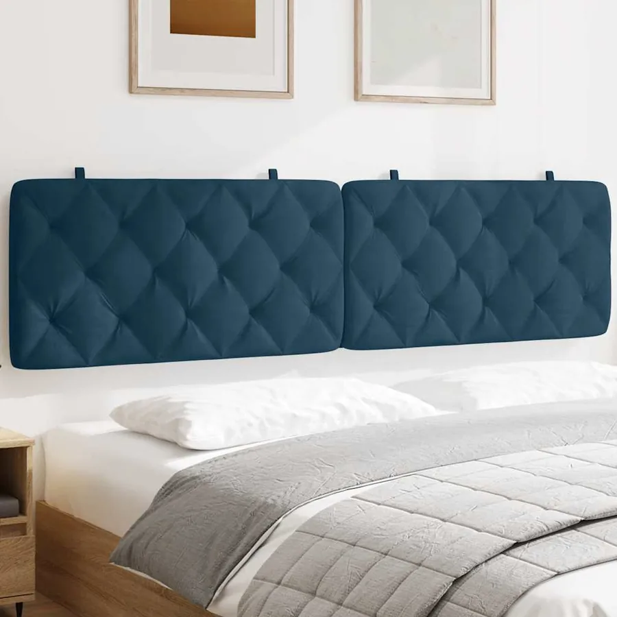 Coussin de tête de lit bleu 200 cm velours