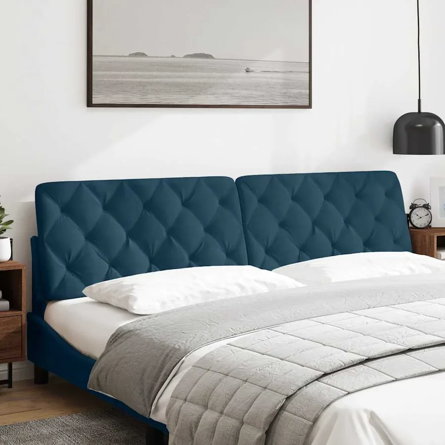 Coussin de tête de lit bleu 200 cm velours - 3