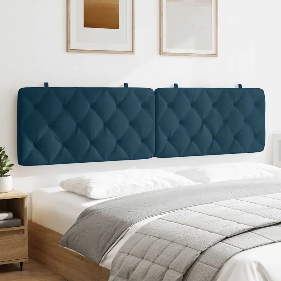 Coussin de tête de lit bleu 200 cm velours - 4