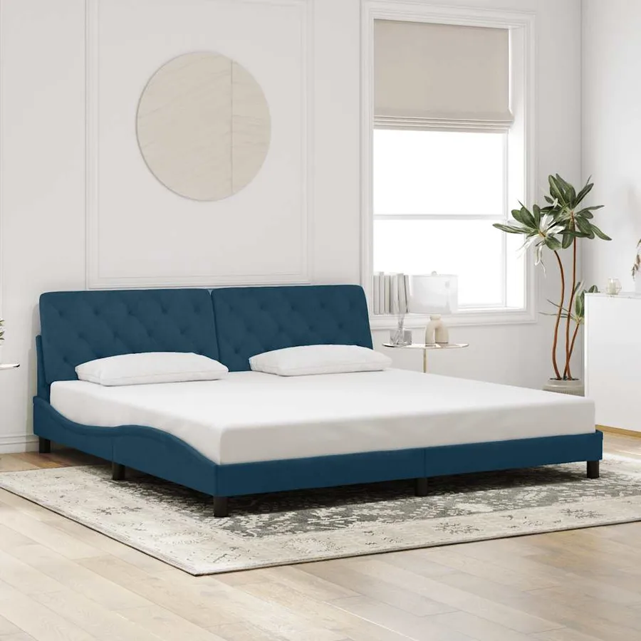 Cadre de lit avec LED sans matelas bleu 200x200 cm velours - 4