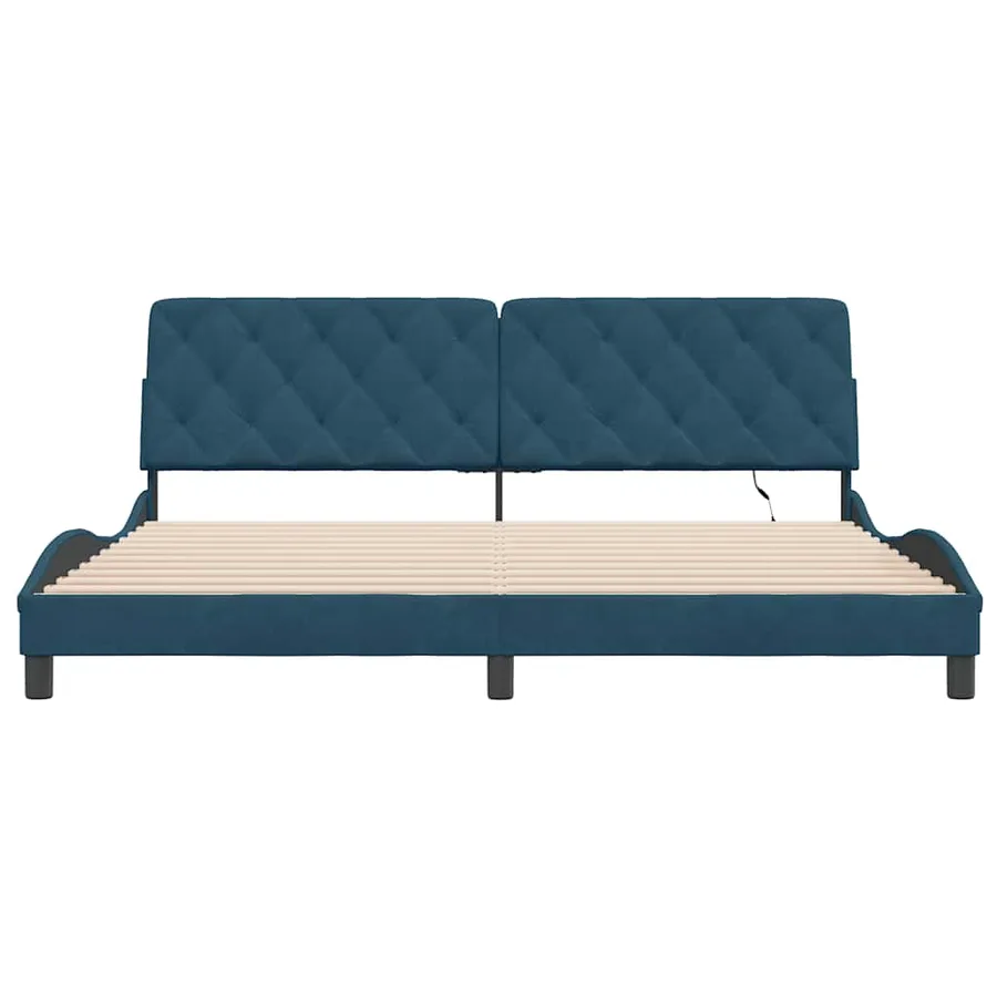 Cadre de lit avec LED sans matelas bleu 200x200 cm velours - 6