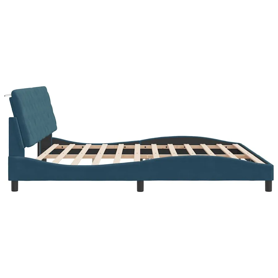 Cadre de lit avec LED sans matelas bleu 200x200 cm velours - 7