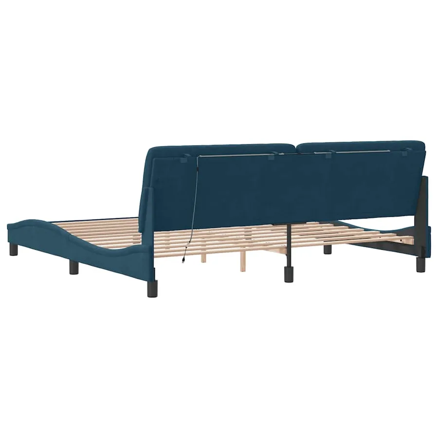 Cadre de lit avec LED sans matelas bleu 200x200 cm velours - 8