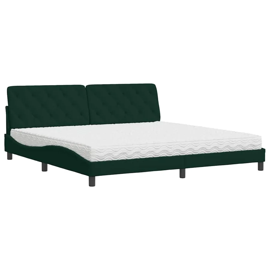Lit avec matelas vert foncé 200x200 cm velours - 2
