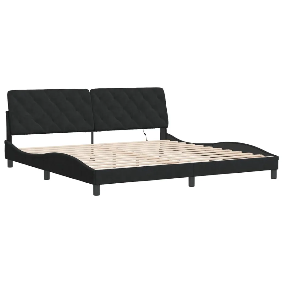 Cadre de lit avec LED sans matelas noir 200x200 cm velours - 3