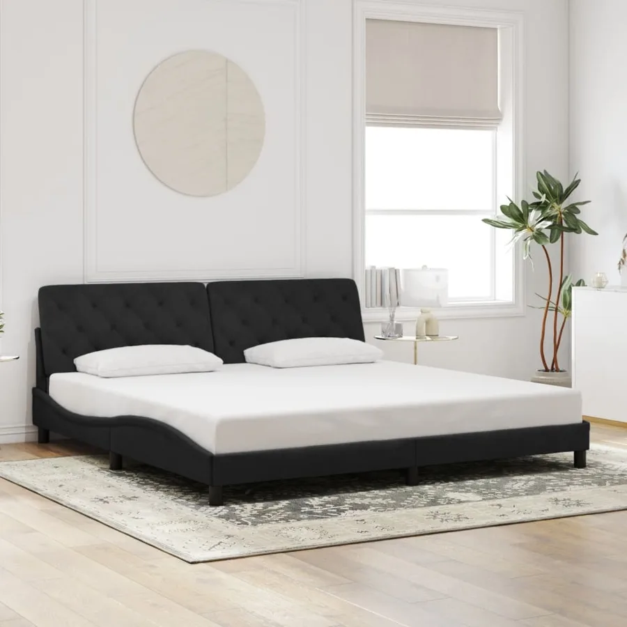 Cadre de lit avec LED sans matelas noir 200x200 cm velours - 4