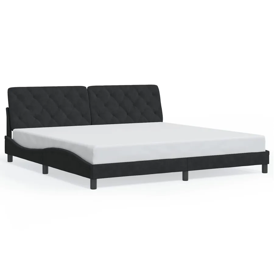 Cadre de lit avec LED sans matelas noir 200x200 cm velours - 5