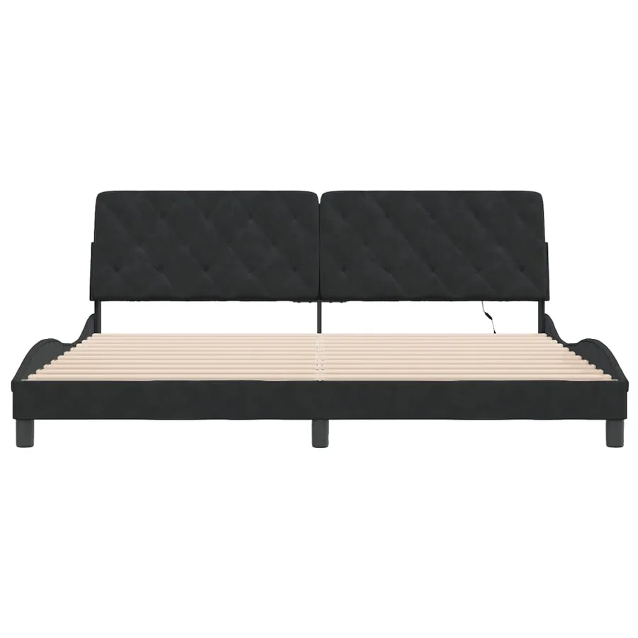 Cadre de lit avec LED sans matelas noir 200x200 cm velours - 6
