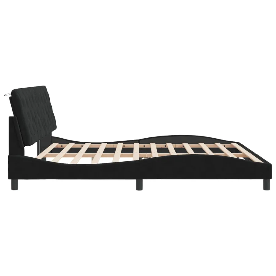 Cadre de lit avec LED sans matelas noir 200x200 cm velours - 7