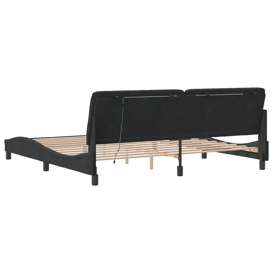 Cadre de lit avec LED sans matelas noir 200x200 cm velours - 8