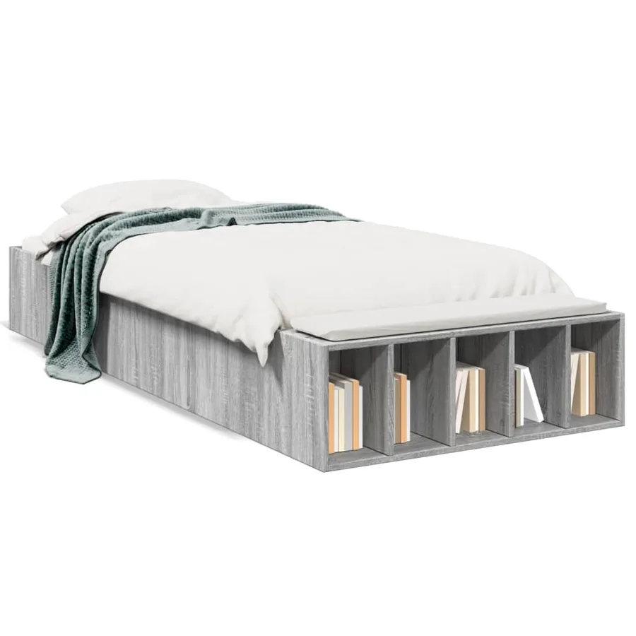 Cadre de lit sans matelas sonoma gris 75x190 cm - 2