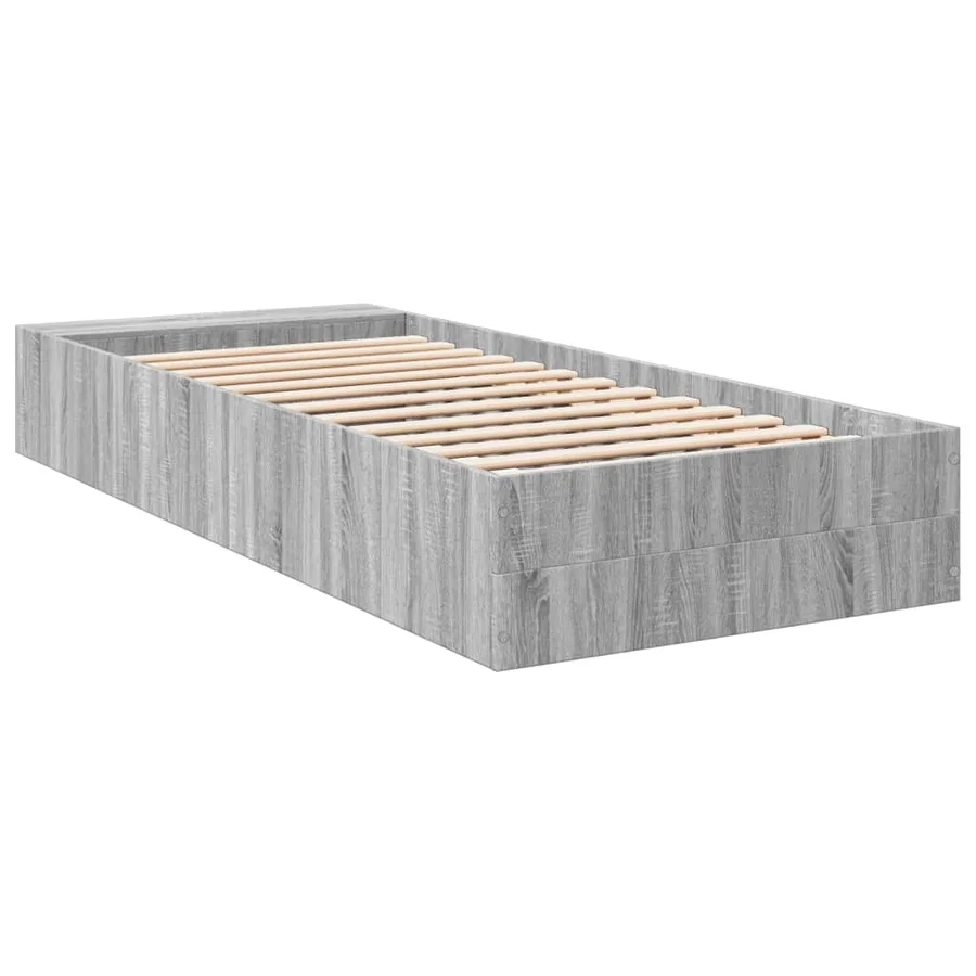 Cadre de lit sans matelas sonoma gris 75x190 cm - 6