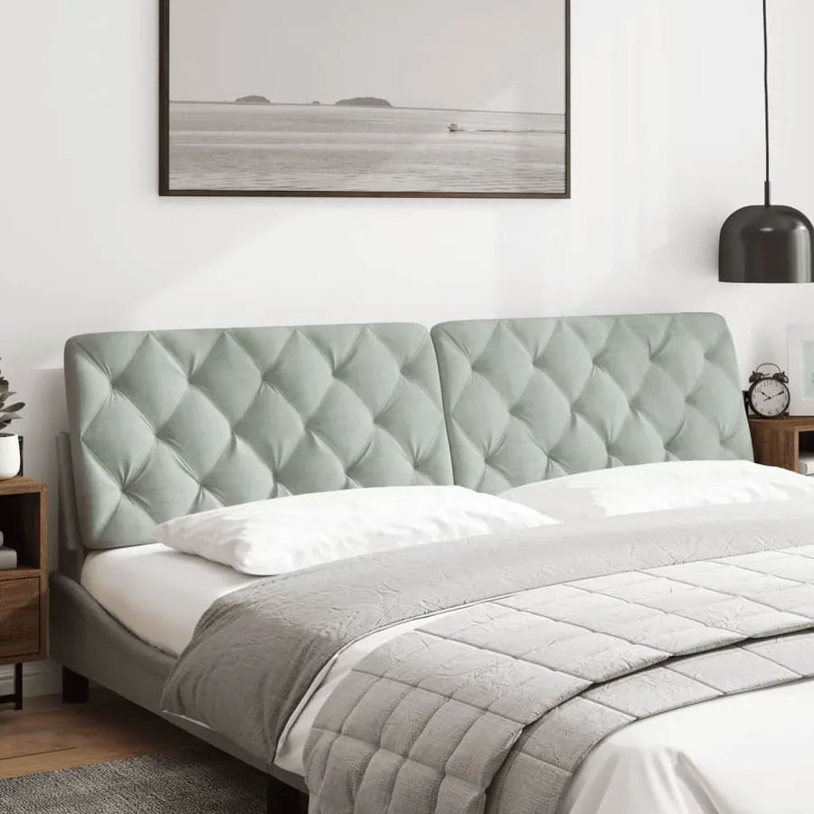 Coussin de tête de lit gris clair 200 cm velours - 4