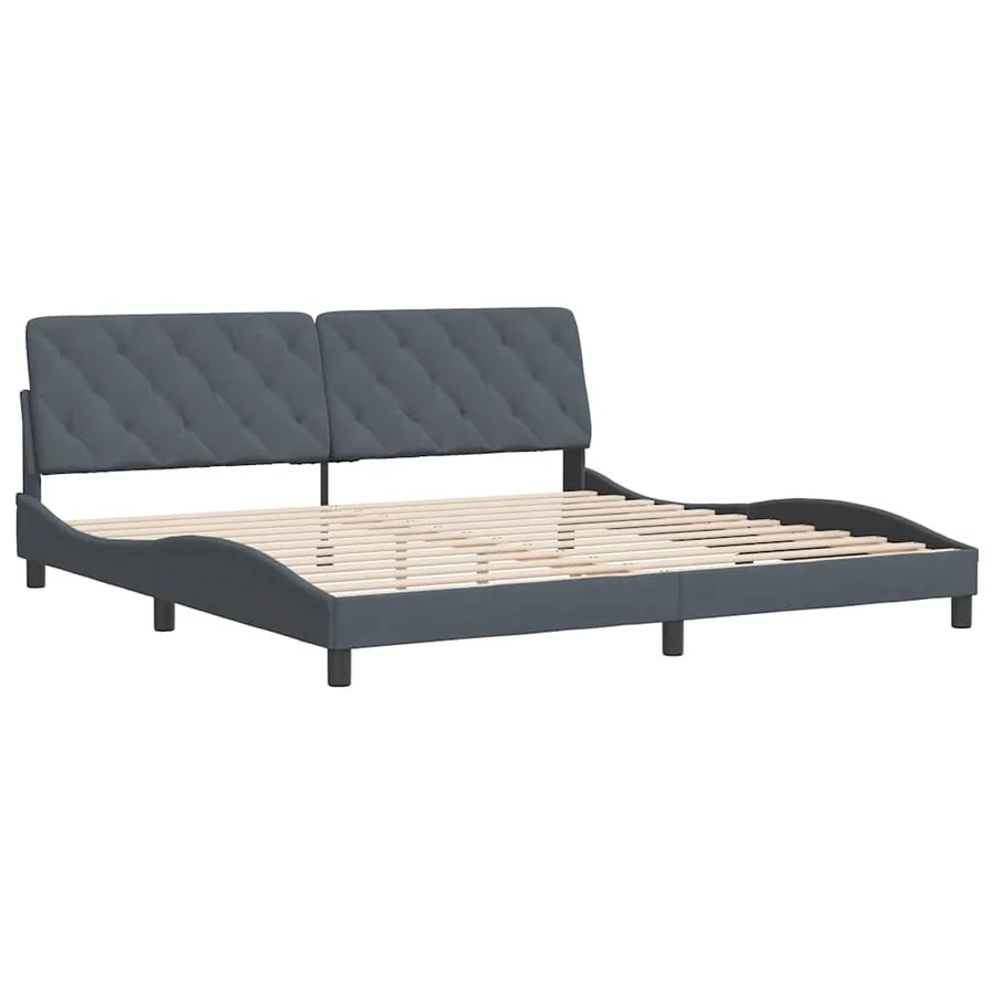 Cadre de lit sans matelas gris foncé 200x200 cm velours - 3