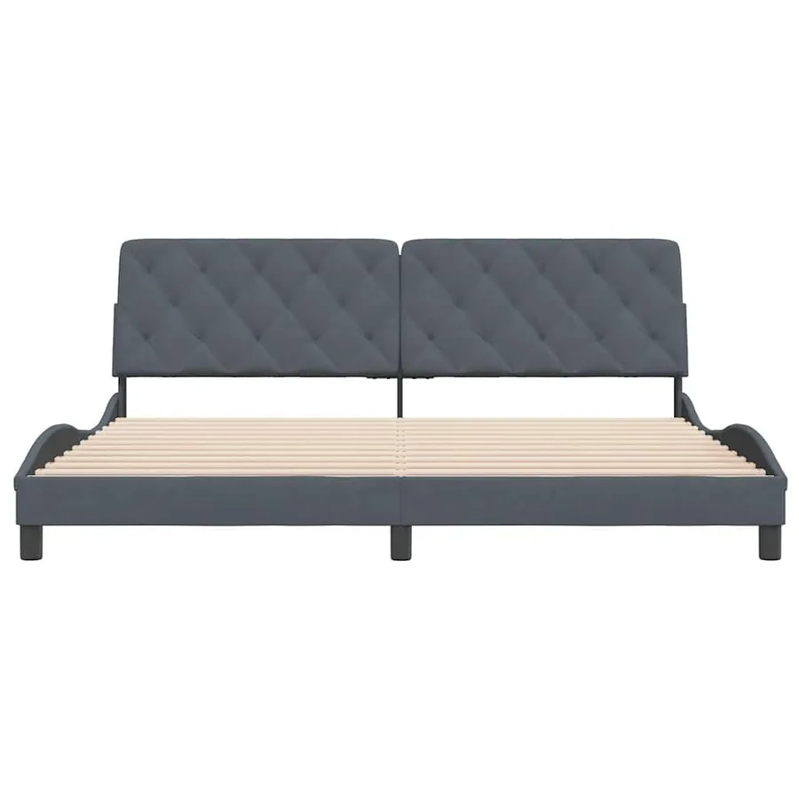 Cadre de lit sans matelas gris foncé 200x200 cm velours - 5
