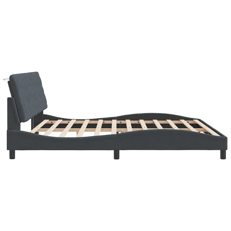 Cadre de lit sans matelas gris foncé 200x200 cm velours - 6
