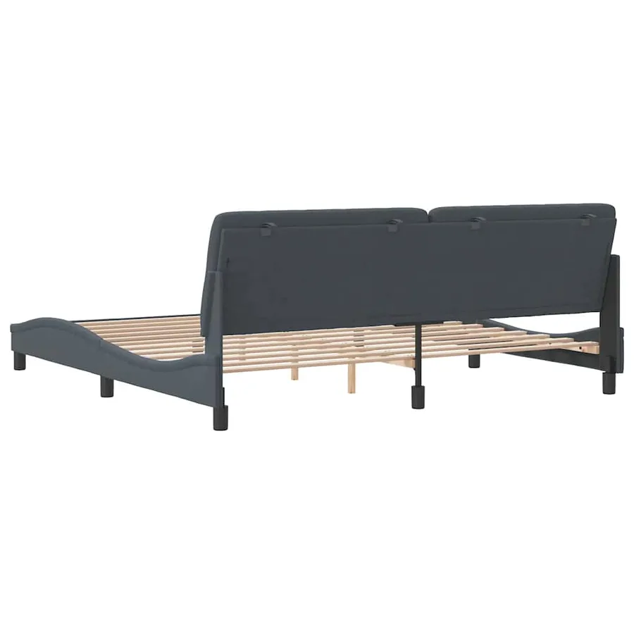 Cadre de lit sans matelas gris foncé 200x200 cm velours - 7