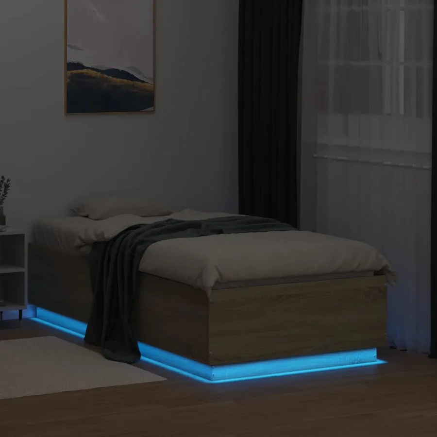 Cadre de lit avec LED sans matelas chêne sonoma 75x190 cm - 4