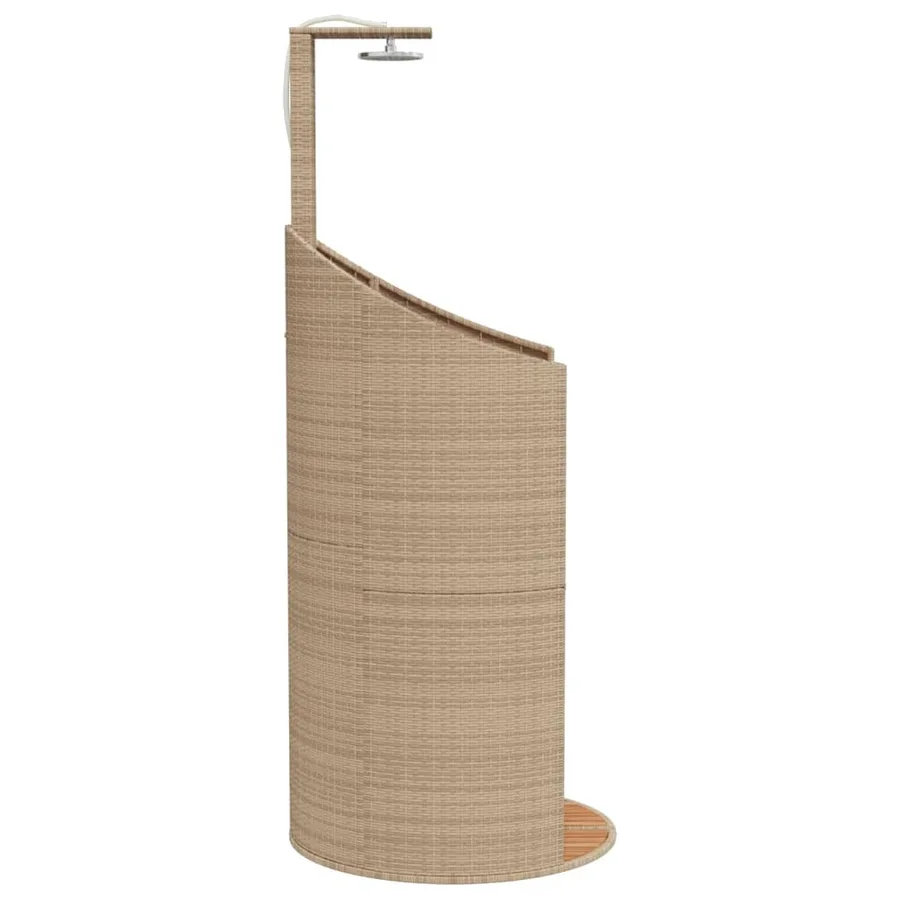 Douche d'extérieur beige 100x100x241,5cm poly rotin bois acacia - 6