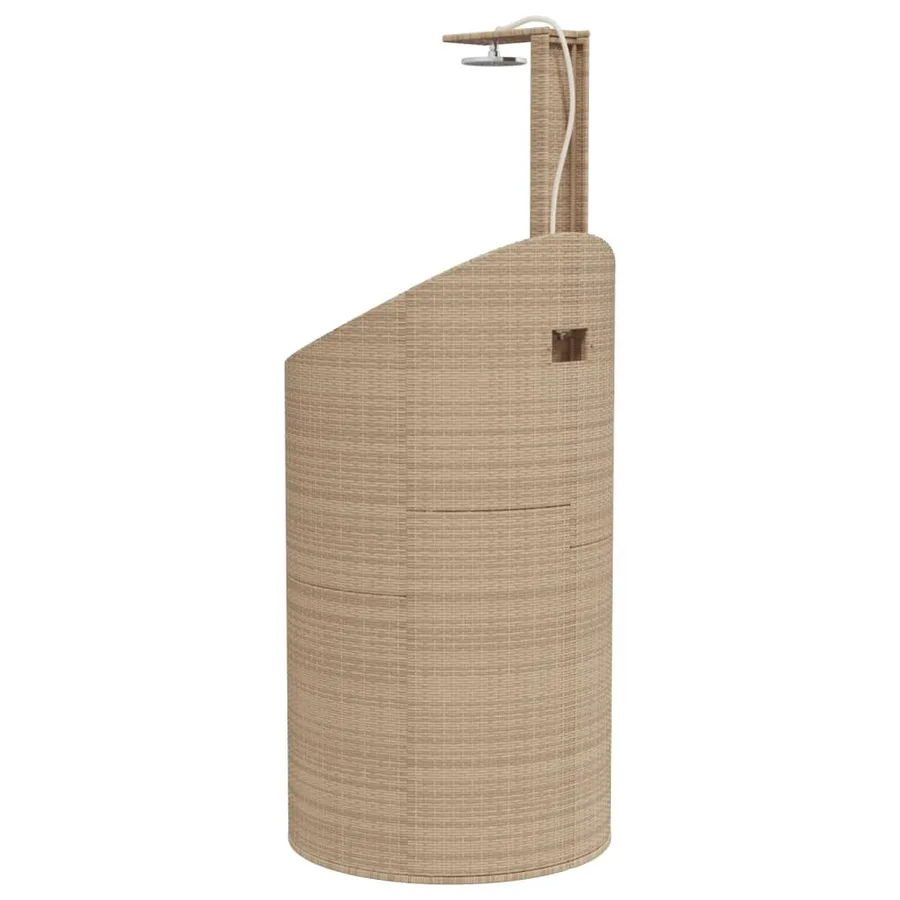 Douche d'extérieur beige 100x100x241,5cm poly rotin bois acacia - 7