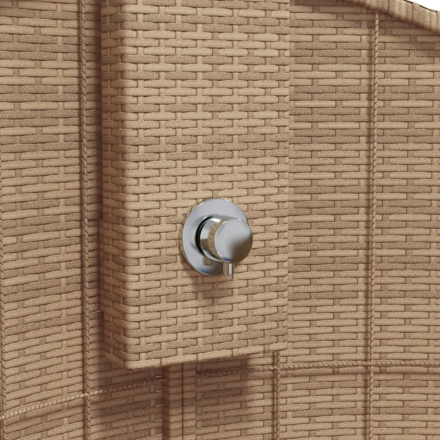 Douche d'extérieur beige 100x100x241,5cm poly rotin bois acacia - 8