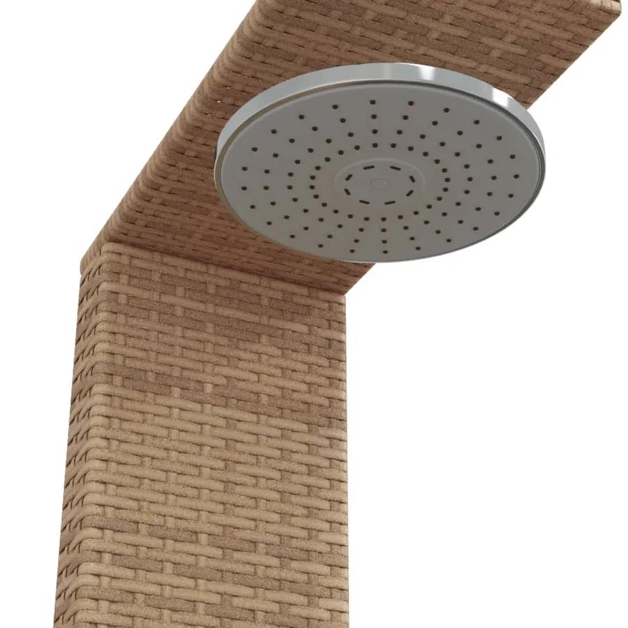 Douche d'extérieur beige 100x100x241,5cm poly rotin bois acacia - 9