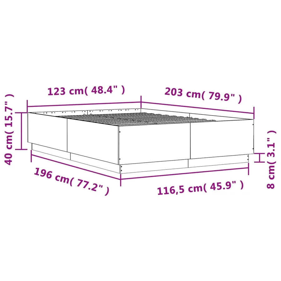 Cadre de lit sans matelas gris béton 120x200 cm - 9