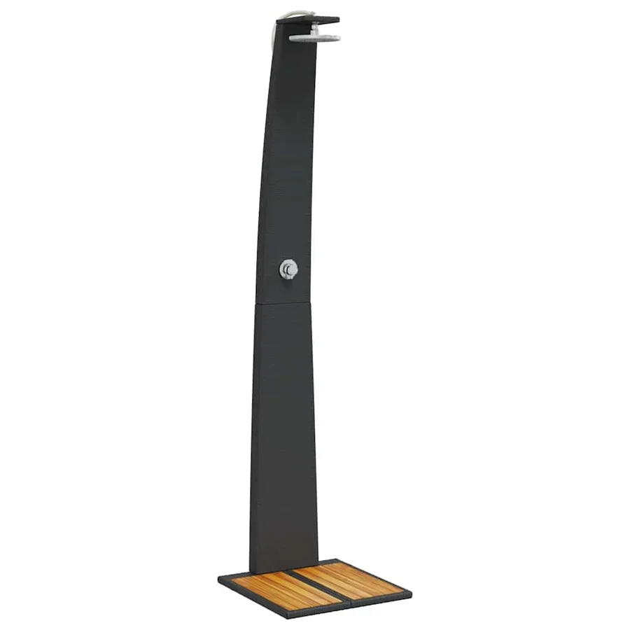Douche d'extérieur noir 55x60x224 cm résine tressée bois acacia - 2