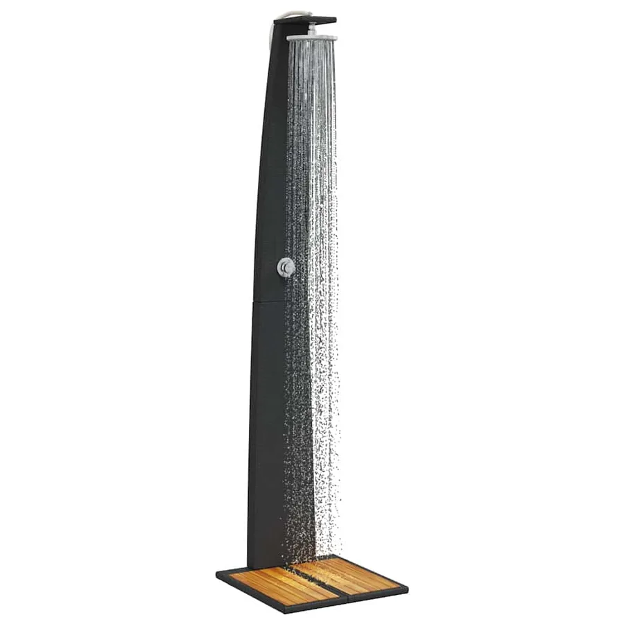 Douche d'extérieur noir 55x60x224 cm résine tressée bois acacia - 4