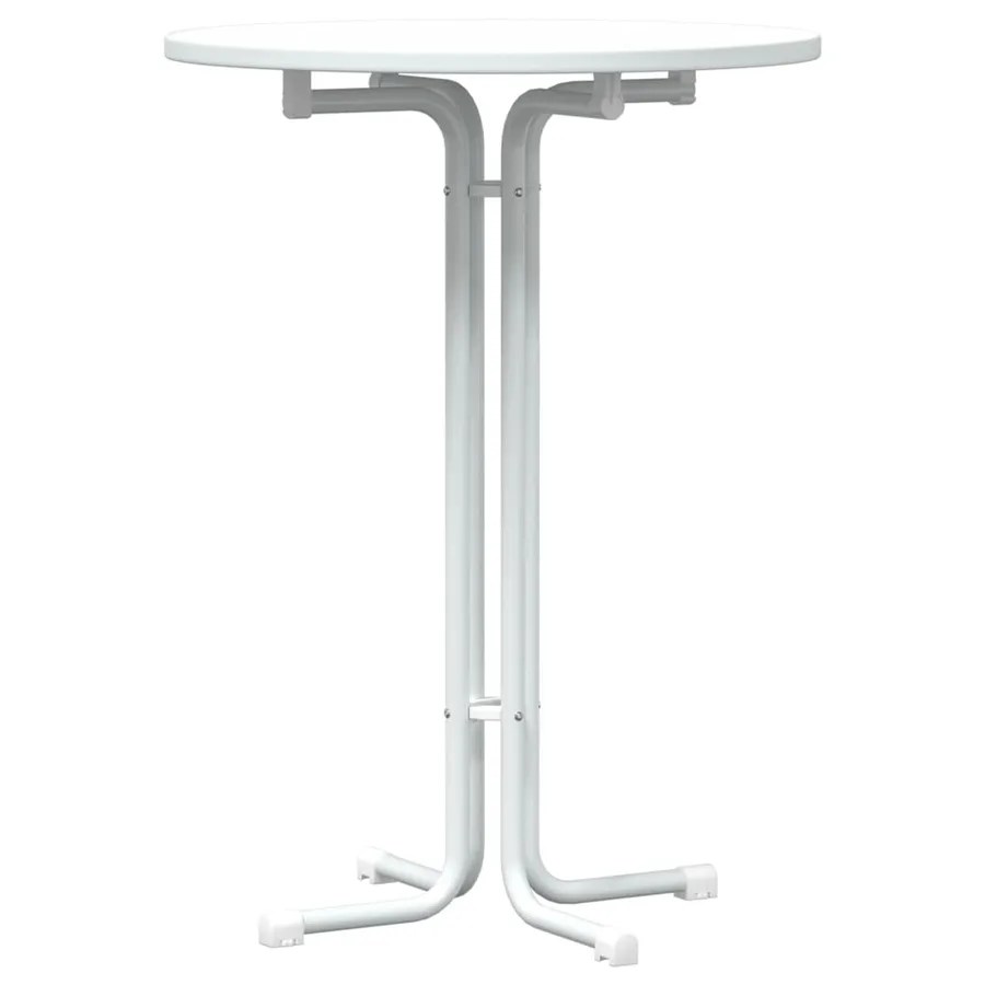 Table de bar blanc Ø80x110 cm bois d'ingénierie et acier - 2