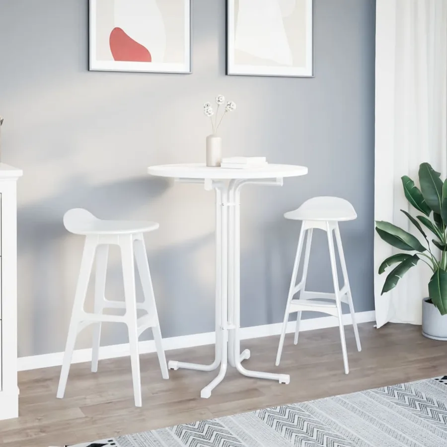 Table de bar blanc Ø80x110 cm bois d'ingénierie et acier - 3