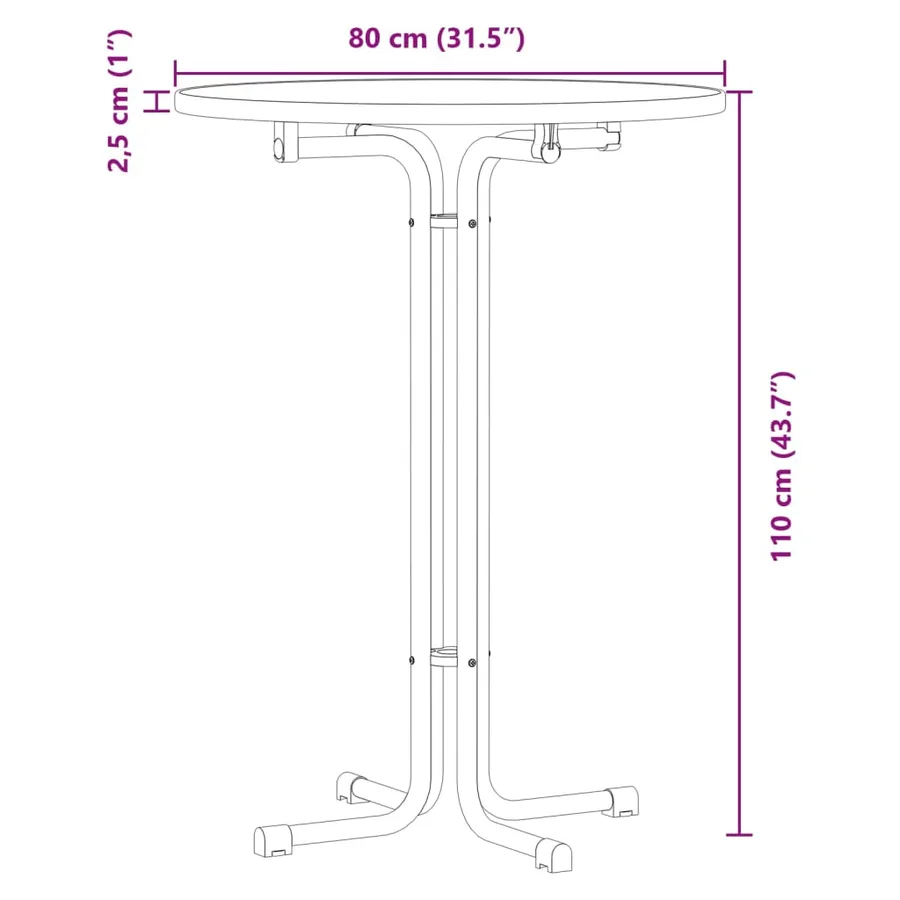 Table de bar blanc Ø80x110 cm bois d'ingénierie et acier - 9