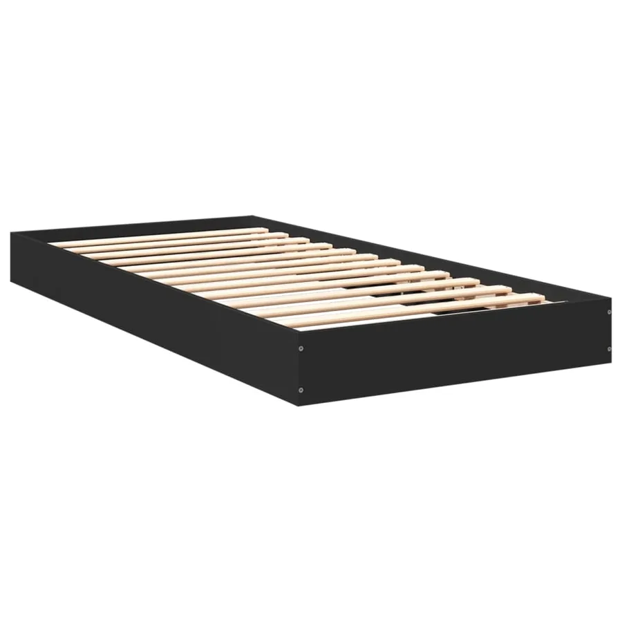Cadre de lit sans matelas noir 75x190 cm bois ingénierie - 3