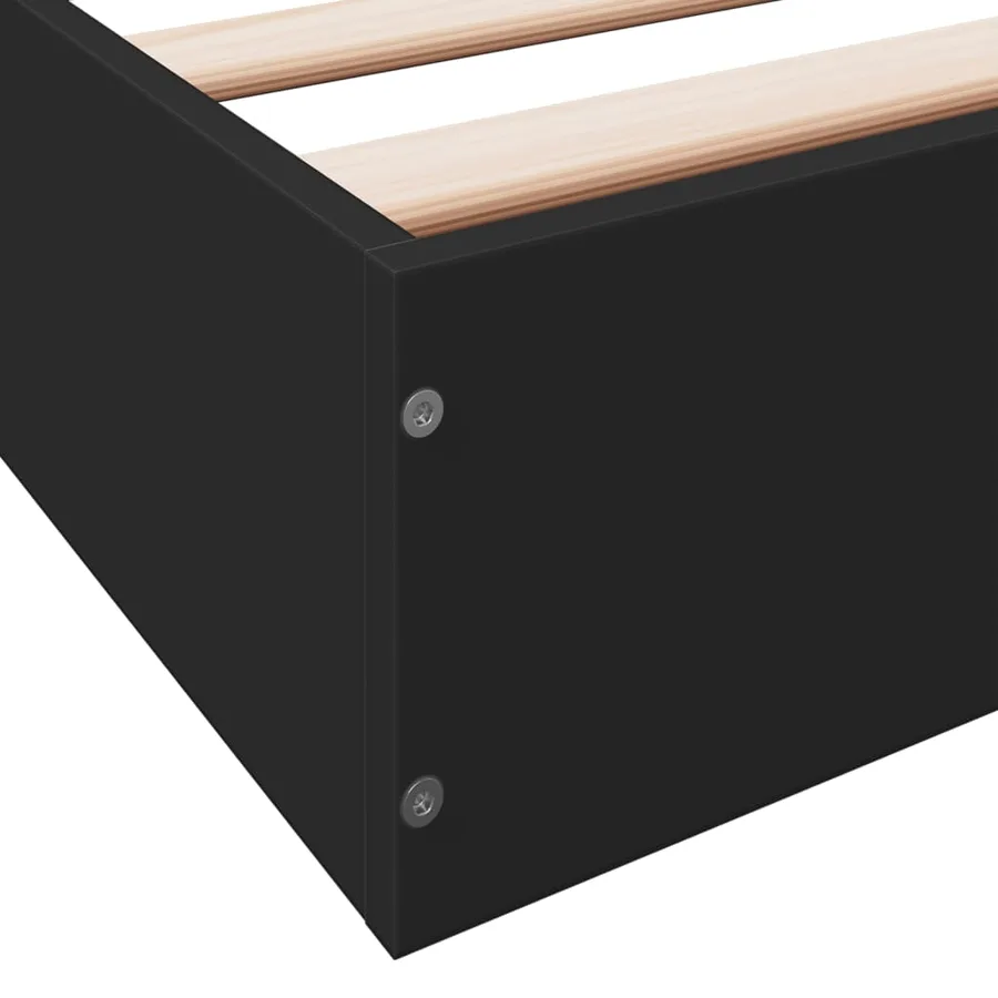 Cadre de lit sans matelas noir 75x190 cm bois ingénierie - 8