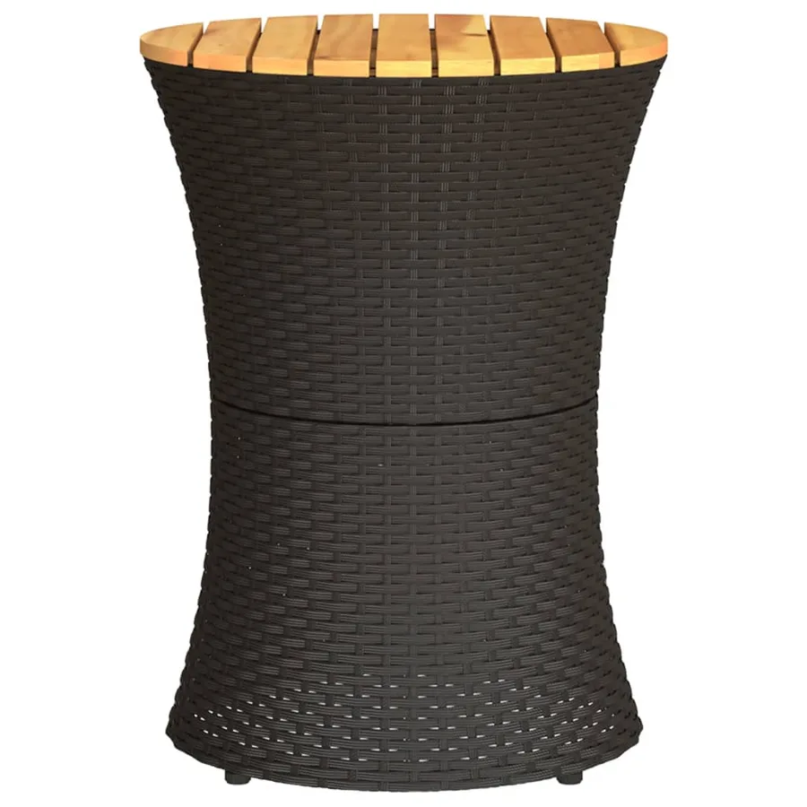 Table d'appoint de jardin forme tambour noir rotin bois massif - 5
