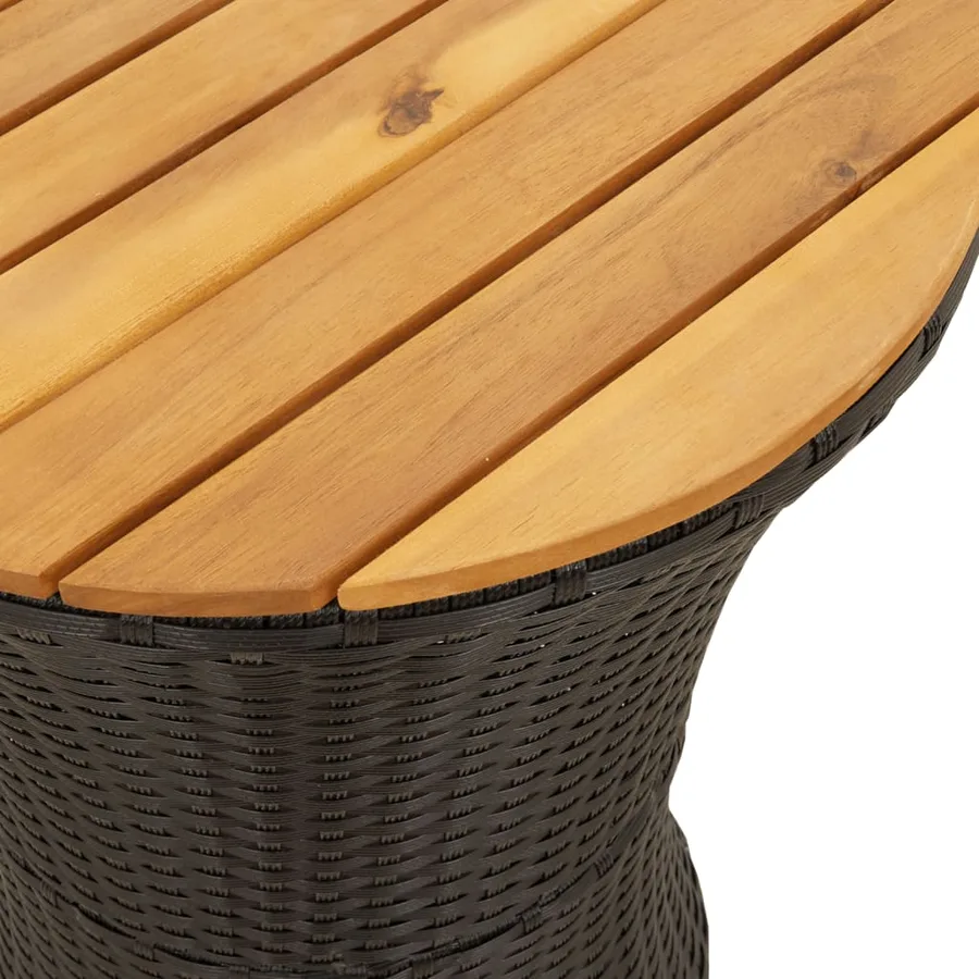 Table d'appoint de jardin forme tambour noir rotin bois massif - 8