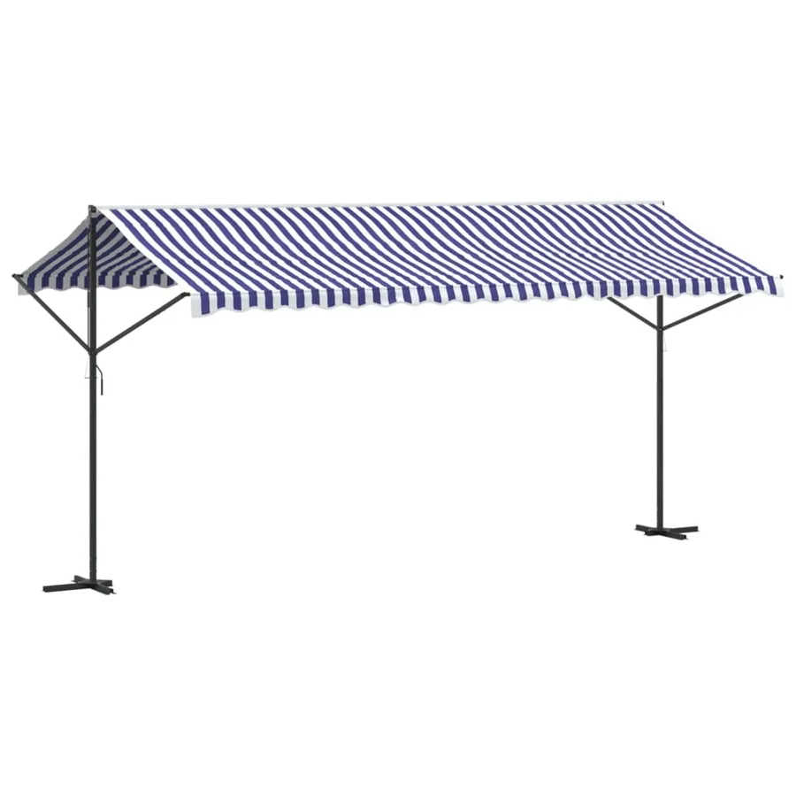 Auvent autoportant bleu et blanc 500x300 cm tissu et acier - 2