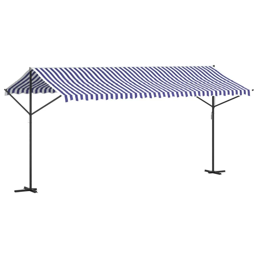 Auvent autoportant bleu et blanc 500x300 cm tissu et acier - 5