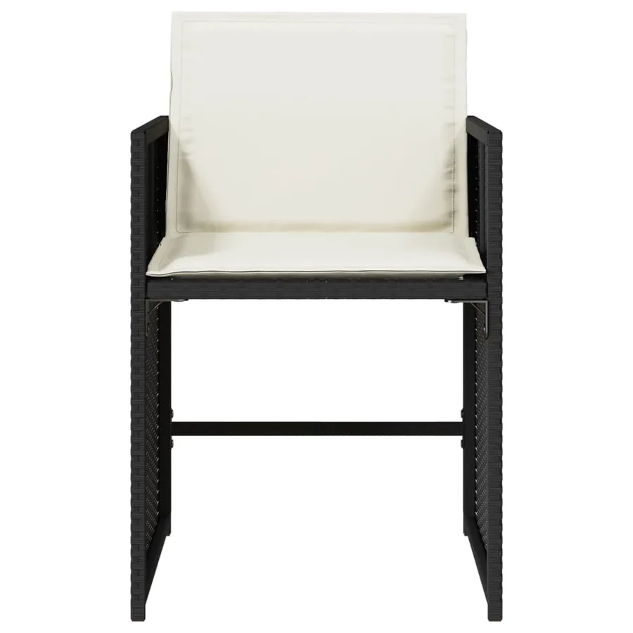 Chaises de jardin lot de 4 avec coussins noir résine tressée - 5