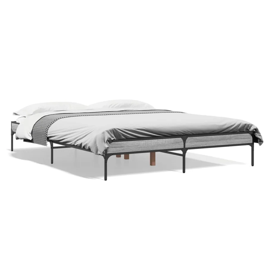 Cadre de lit sans matelas sonoma gris 160x200 cm - 2