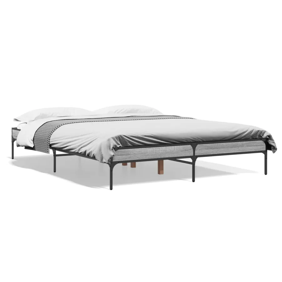 Cadre de lit sans matelas sonoma gris 150x200 cm - 2
